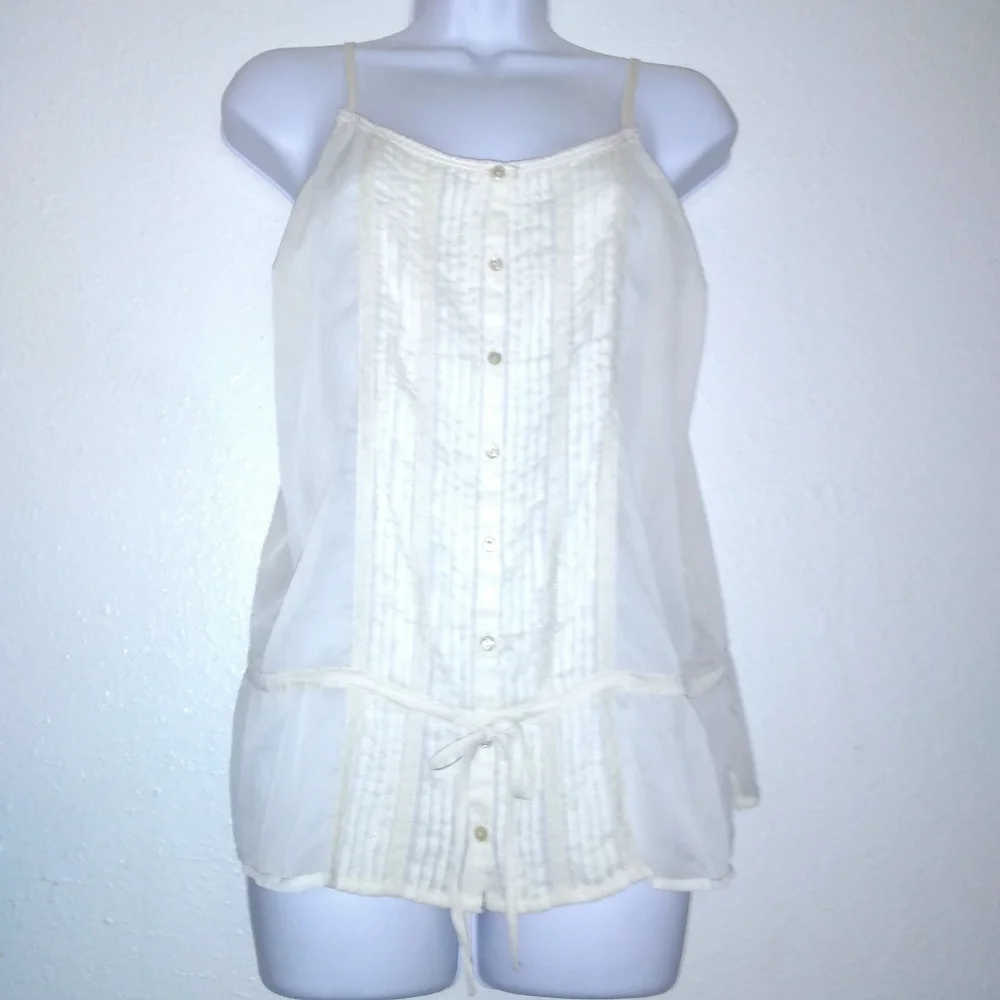 Denim & Supply Ralph Lauren Semi Sheer Cream Color Tie Waist Detail Cami… - Picture 2 of 10